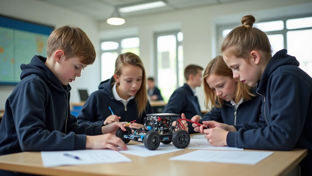 Õpilased robotika projektiga töötamas